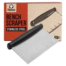 Chef Pomodoro Multi-Purpose Dough Cutter Bench Scraper 6-Inch Pastry Scraper,