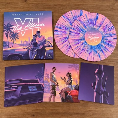 GTA 6   Vinyle Collector Officiel 2LP Splatter Rose/Bleu/Violet + Poster