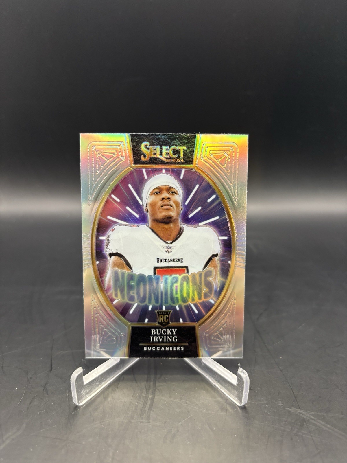 2024 Panini Select Bucky Irving Silver Prizm Rookie Neon Icons Tampa Bay #12
