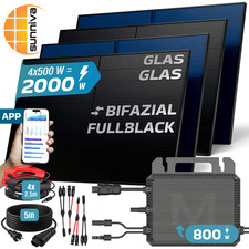 SUNNIVA® Balkonkraftwerk 2000W/800W Solaranlage MARSTEK BIFAZIAL FULLBLACK