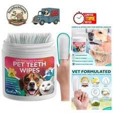 USA-Designed Dental Wipes - 50 Pcs for Cats/Dogs - Plaque  Tartar Care