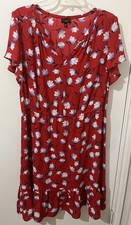 Talbots 14P Red Blues Floral Midi Pretty Flouncy Light All Occasion A+ Condition