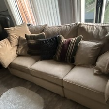 Beige 4-Seater Chesterfield Arm Sofa 220cm with cushions 1 piece or 3 separate