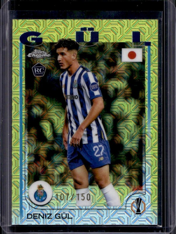 2024-25 Topps UEFA Japan Edition Deniz Gul RC Yellow Mojo Refractor #/150 Porto