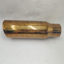 Golden Color Long Exhaust Tip 3in - 4out - 12lnth Angle Cut Double Wall Golden Color Long Exhaust Tip 3in - 4out - 12lnth Angle Cut Double Wall