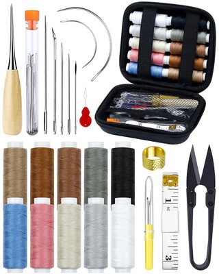 Upholstery Repair Sewing Kit: 47 Pieces Heavy Duty Sewing Kit with Sewing Awl...
