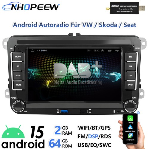 Per VW Tiguan 5N 2007-2016 Android 15 DAB+ Autoradio Apple CarPlay Navi WIFI GPS - Foto 1 di 13