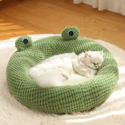 Pet Cat Dog Nest Little Frog Series Warm Plush Mat Autumn Winter Pet House Full 
