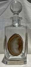 Glass Decanter with Sliced Agate Mineral Stone and Marquette Home Plaque 750ml