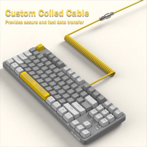 Wired TKL Mechanical Gaming Keyboard Hot-swap Switch Custom Coiled Cable for PC - Picture 16 of 30