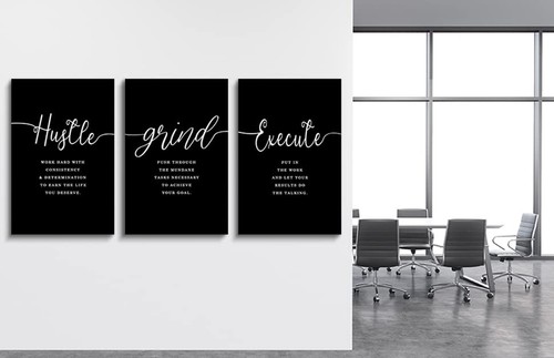 Hustle Grand Slogan Poster,Gift for Boss, Present for Father, Framed Canvas W... - Picture 6 of 9