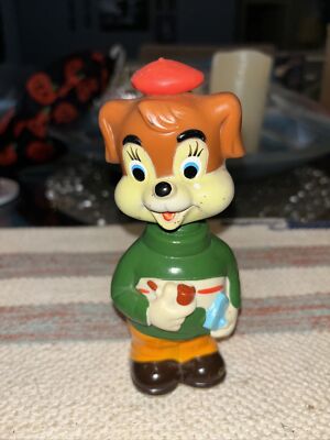 Vintage Alps Made Japan Wiggle Waggle Dog Wind Up Tail Spinning Bobblehead Toy