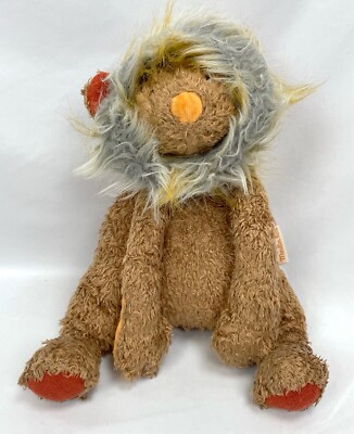 Moulin Roty Bazar Lion Plush Brown Orange Gray Mane Bean Bag
