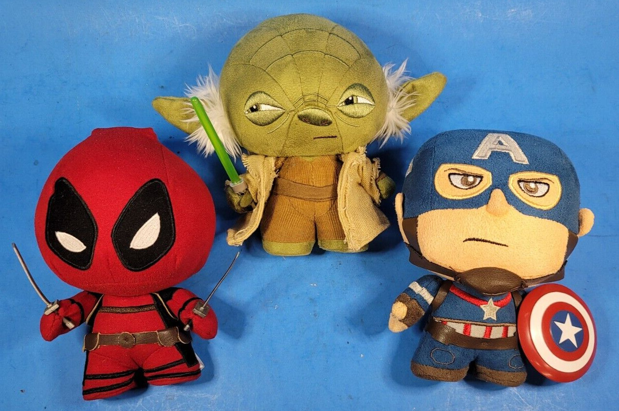 Marvel Star Wars Funko Fabrications Plush Figures Yoda Captain America Dead Pool