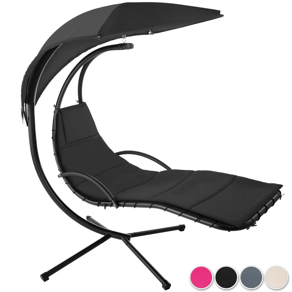 TECTAKE Hängeliege mit Gestell Schwebeliege Schwingliege Sonnenliege Relax Garten Liege