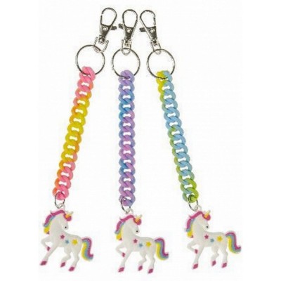 LOT 3 PORTE CLE RESSORT LICORNE MOUSQUETON 20 CM SILICONE MODE DECO