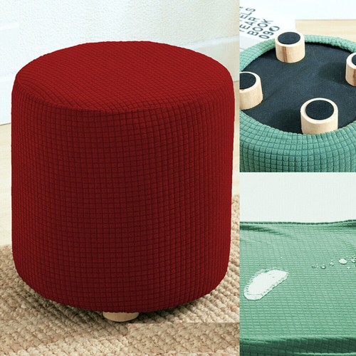 Removable Round Stretch Chair Stool Covers Footstool Cover Seat Cover Slipcover - Picture 20 of 39