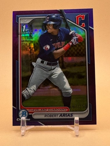 2024 Bowman Chrome Robert Arias Purple Refractor 101/250 Card#BCP-243 Guardians