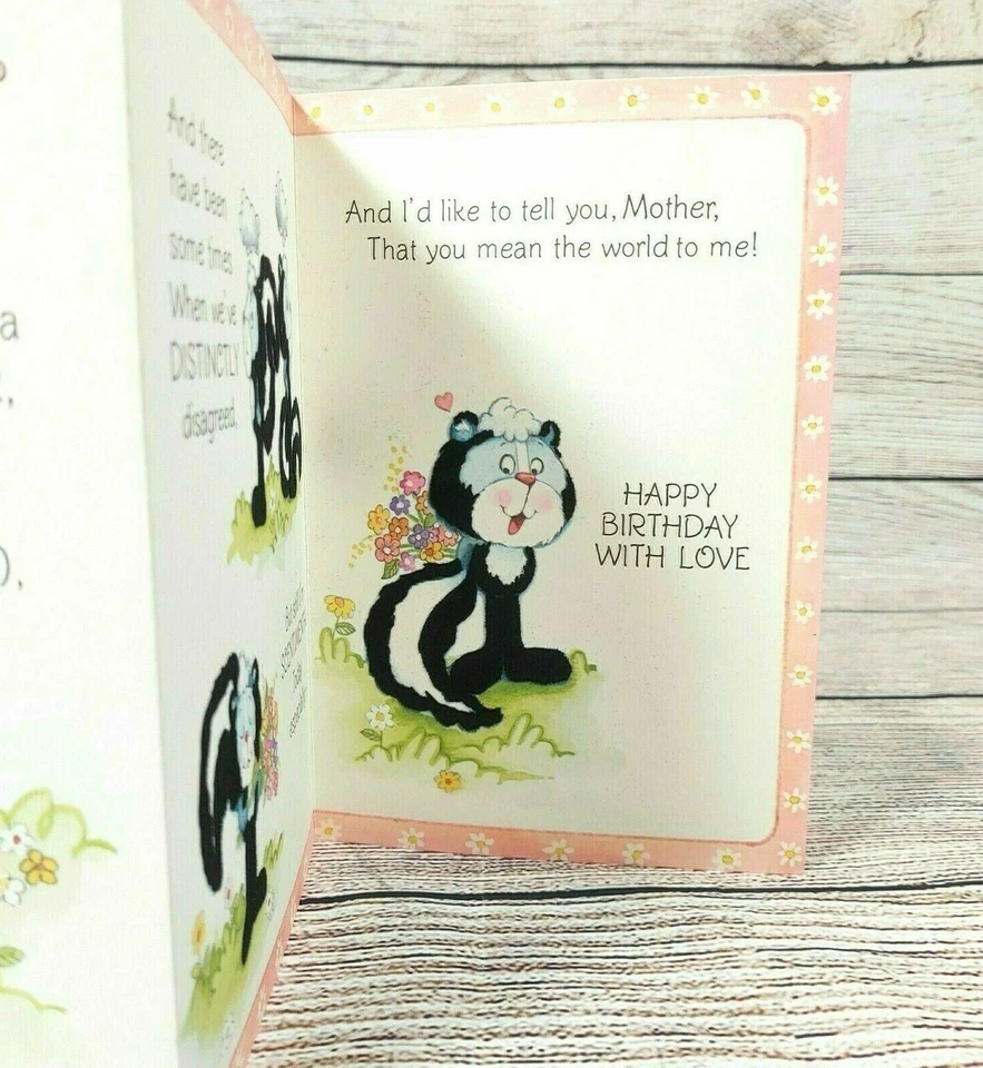 Happy Birthday To My Mother Greeting Card Humorous Card Vintage Unused A Skunk - Image 4 of 4