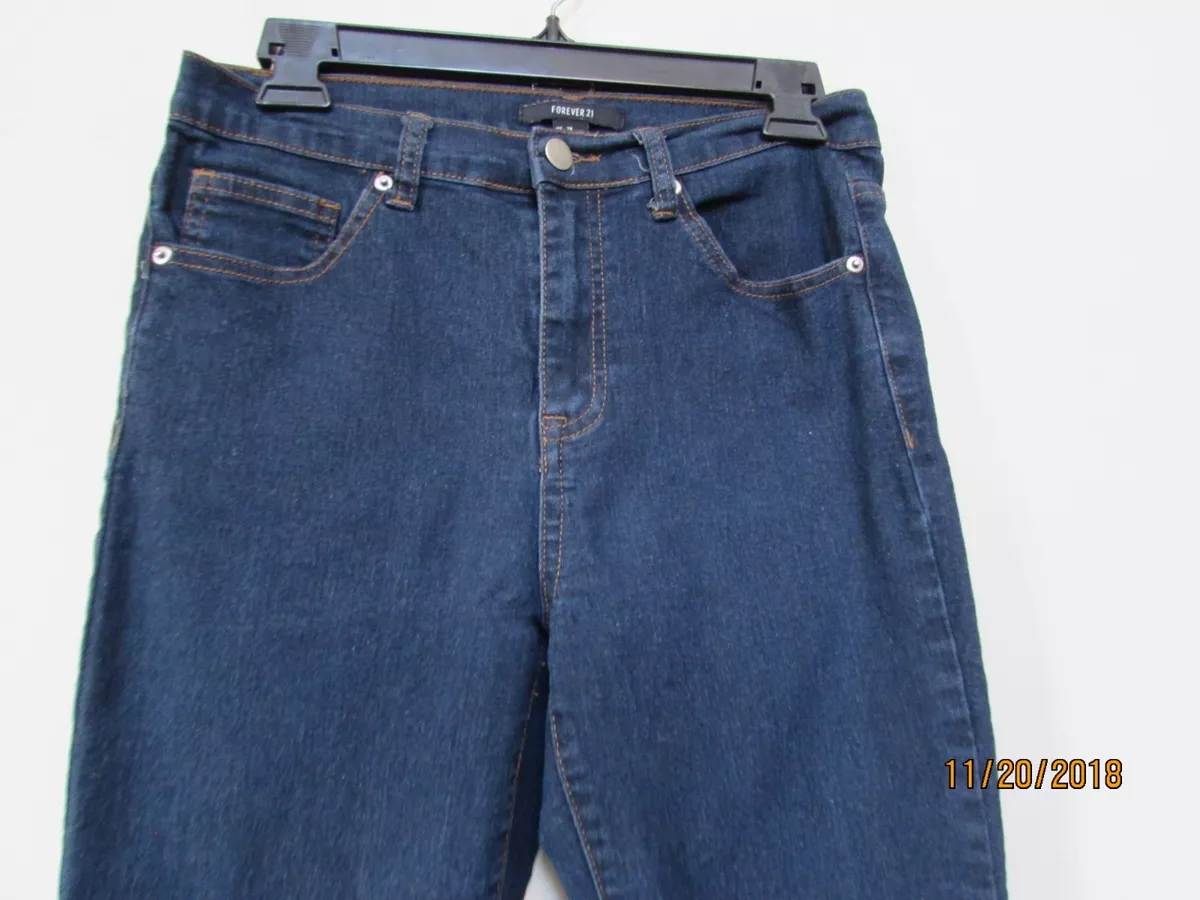 Pantalones de mezclilla ajustados el sticos para mujer talla 28 Forever 21 F21 azul oscuro