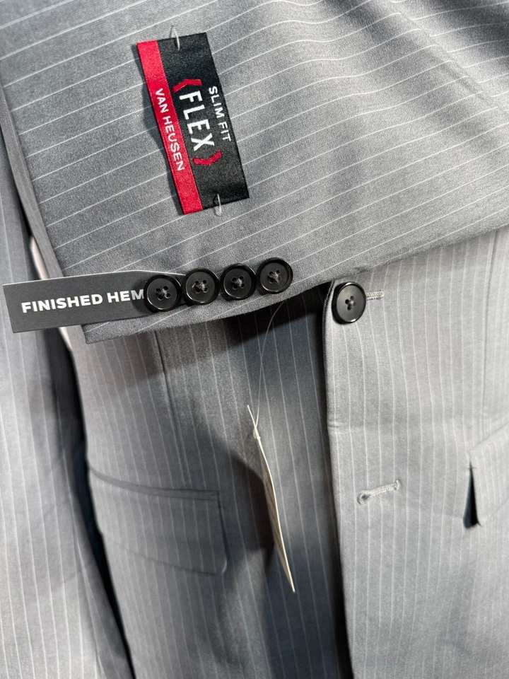 Nuevo VAN HEUSEN Para Hombres Gris FLEX Calce Ajustado 2 Piezas Chaleco Combo PAR 36S Chaqueta Foto 4 de 4