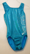 GK leotard AS Adult Small Blue Foiled Nylon Sequins