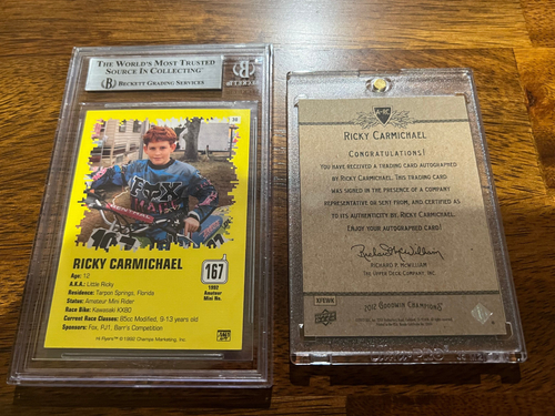 1992 Champs Hi Flyers Ricky Carmichael Rookie Auto Beckett & UD Goodwin Auto Set - Picture 5 of 5
