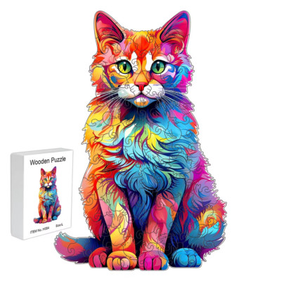 Holzpuzzle Farbe Katze Geschenkbox schönes Geschenk unregelmäßige Form Puzzle