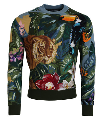 【VIP価格】DOLCE & GABBANA Jungle Wool Silk Sweater DOLCE & GABBANA Sweater Jungle Wool Silk Pullover Logo IT50