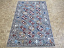 6'6 x 9'10 Hand Knotted Gray Fine Geometric Khotan Oriental Rug G13645