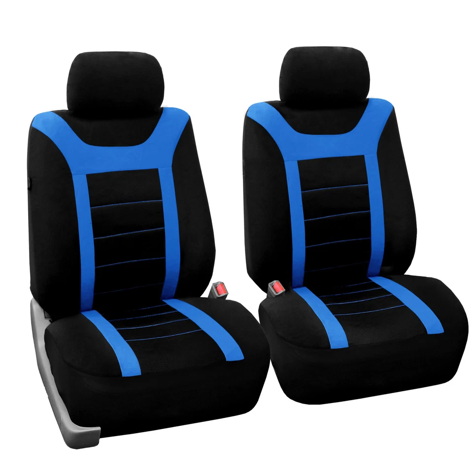 Juego completo de funda de asiento de coche para auto con cubierta de volante/almohadillas de cinturón/2 cabezales azul Foto 2 de 4