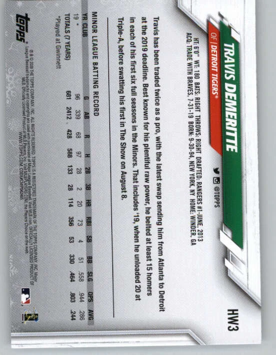 2020 Topps Walmart Holiday #HW3 Travis Demeritte RC (ref 146723) - Image 2 of 2