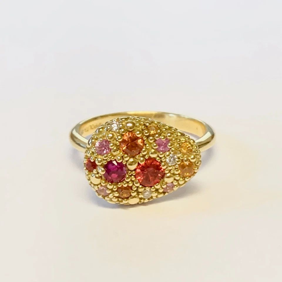 Anillo IPPOLITA Fortuna Oro 18K Mediano Milgrain Guijarro con Zafiros y Diamantes 7 Foto 2 de 4