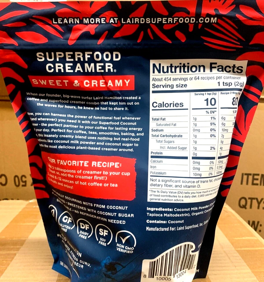 Laird Superfood Superfood Crema Dulce y Cremosa XL Bolsa 2 lb (32 oz) Foto 2 de 3