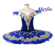 Blue Ballet Tutu Pancake Girl Ballet Competition Professional Classical Costumes