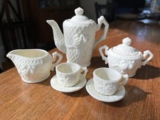 Vintage Bisque Cream Tea Set Child Mini Doll Cup Saucer Teapot 1C 