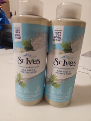 2 PACK ST IVES SEA SALT AND PACIFIC KELP EXFOLIATING BODY WASH 16 OZ 
