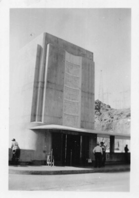 Vintage Nevada Elevator Tower Hoover Dam 1940s Photo Entrance Art Deco Mural