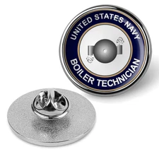 U.S. Navy Boiler Technician Tie Tac, Hat Pin, Badge, Military Lapel Pin - Silver