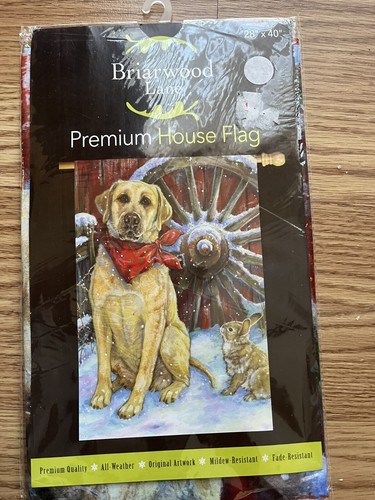 New, Briarwood Lane Yellow Labrador Snow Scene 28 X 40 Outdoor Flag