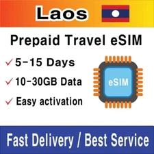 Laos Travel SIM Card (eSIM) | 10-30GB | 5-15 Days | QR Code Activation