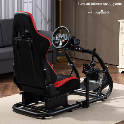 Supllueer Racing Simulator Cockpit Stand with Red Seat Fit Logitech G920 G923