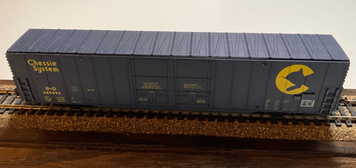 Coche de caja Con-Cor HO Chessie Baltimore & Ohio B&O 489893 60’ Greenville azul suelto - Imagen 2 de 6