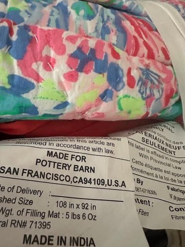 Pottery Barn Lilly Pulitzer Fan Sea Pants King / Cal KIng QUILT New w/o Tags - Picture 2 of 2