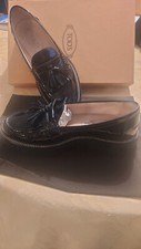 TOD'S mocassini neri vernice con nappine 37,5 - black patent leather loafers