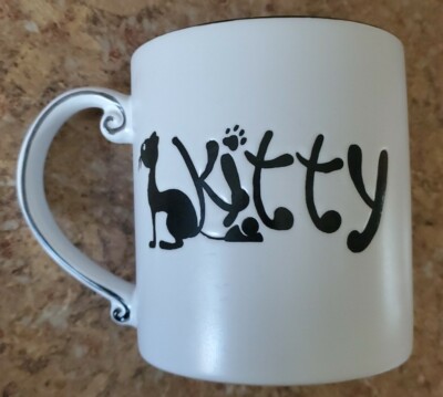 SPECTRUM Designz Cat Kitty Coffee Cup Mug 21 oz, NEW White & Red