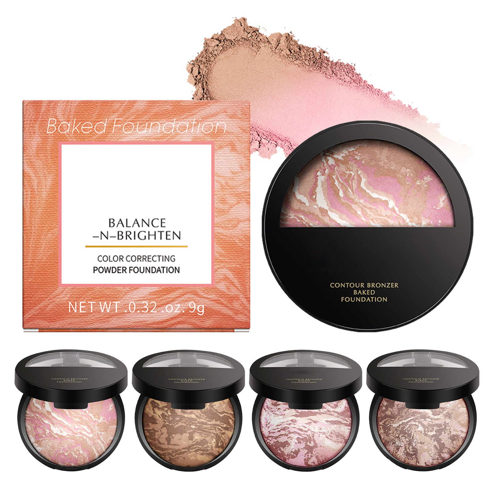 Highlighter Contour Power Palette Foundation Long-lasting Powder Makeup Palette-image