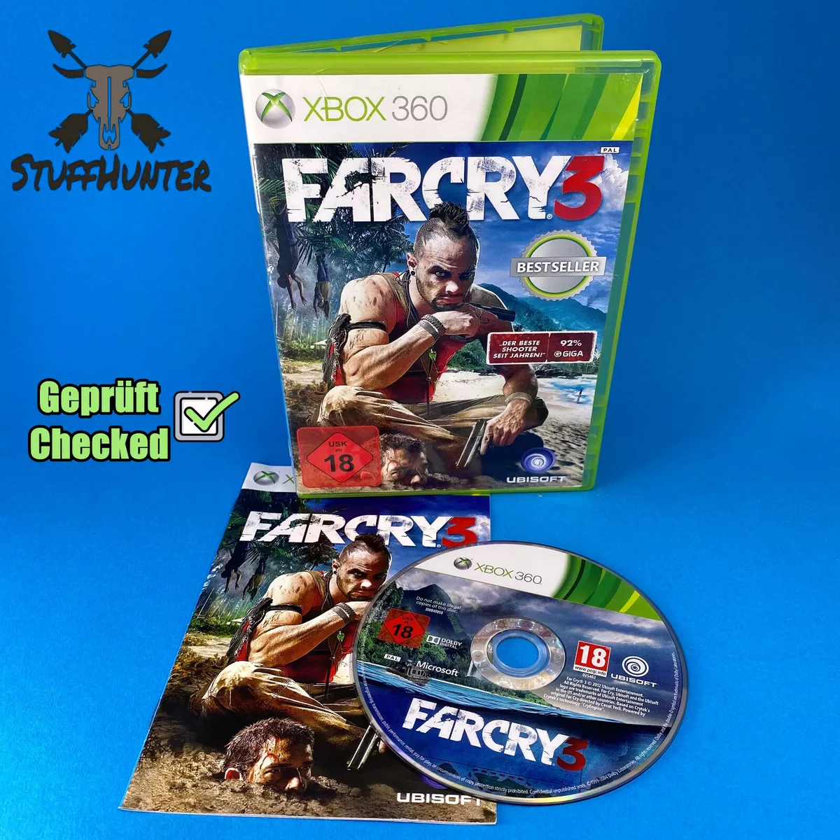 Xbox 360 console jogo de vídeo: farcry 3, pegi 18, espanhol, ubisoft (jogo  xbox 360 segunda mão) xbox 360 jogos