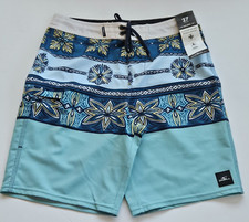 O'Neill Big Boys 27 Waist Board Shorts Hyperfreak Heat Print At The Knee Blue
