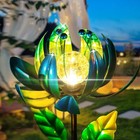 Lotus Flower Stake Garden Decoration, Outdoor Decorative Metal Lotus Windmill.